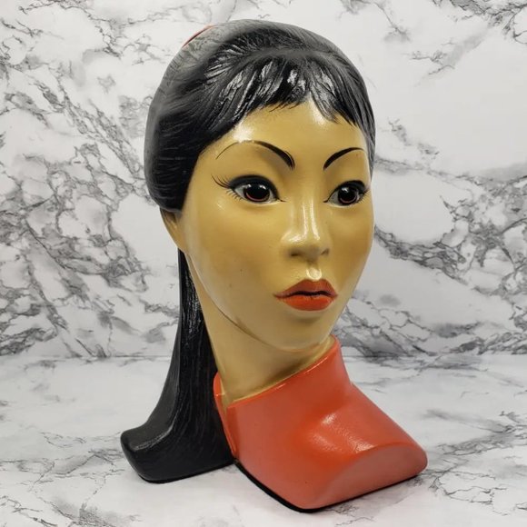 Hand Painted Asian Woman Statue Brower Vintage - Picture 12 of 12